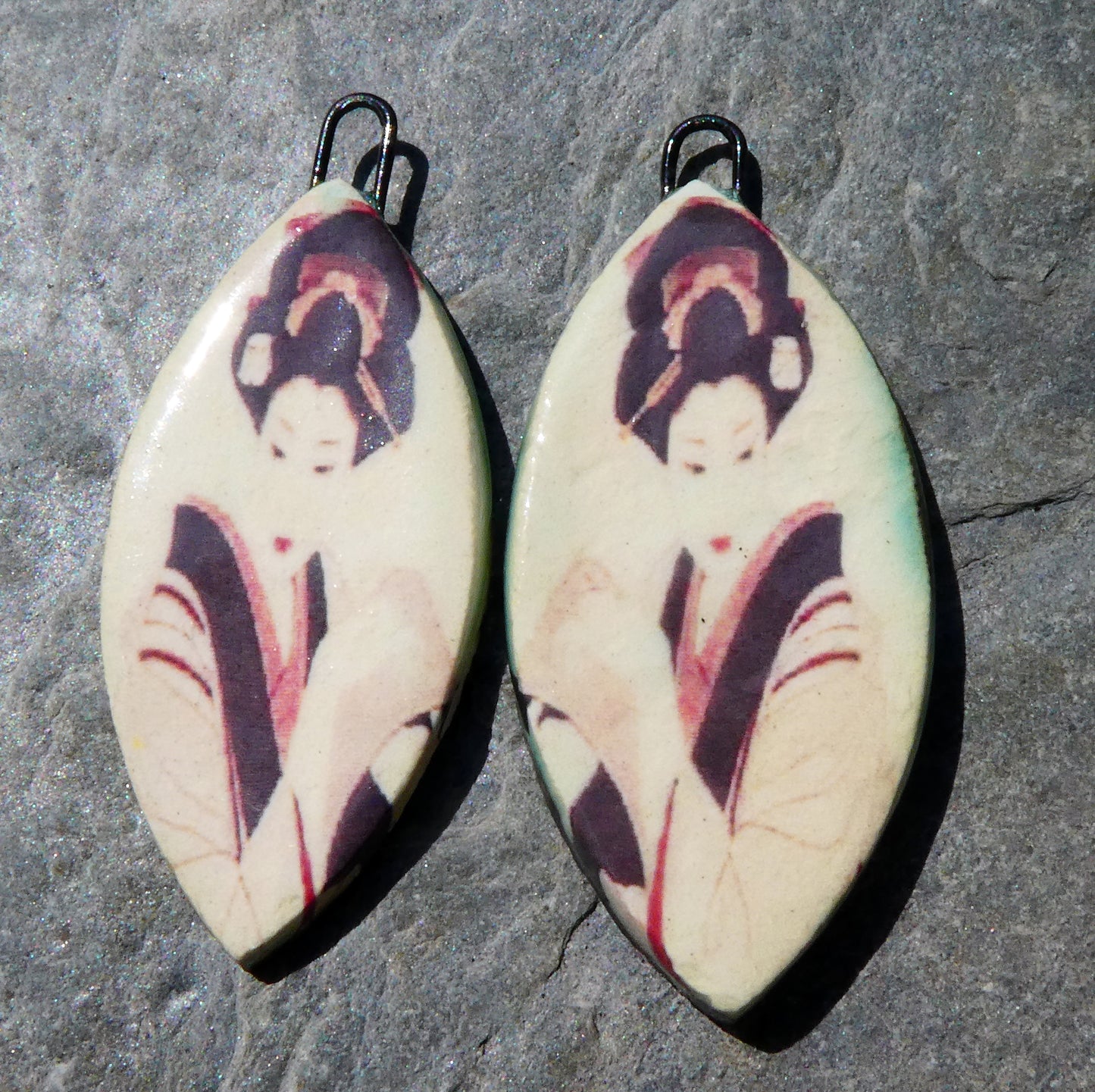 Ceramic Shimura Decal Earring Charms #2