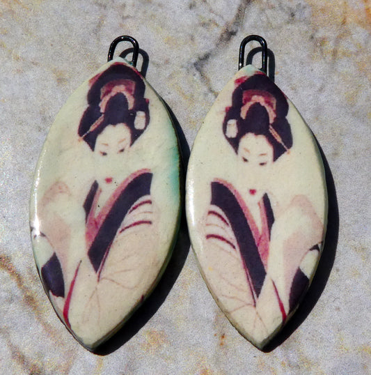 Ceramic Shimura Decal Earring Charms #2