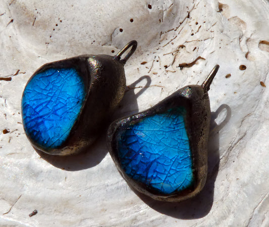 Ceramic Lustrous Shell Belly Charms - Taunton Turquoise