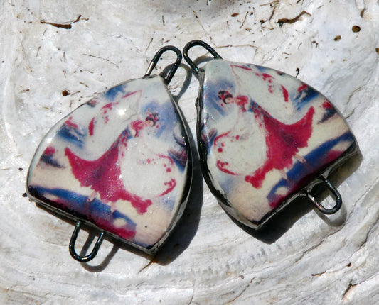 Ceramic Arch Chinese Art Earring Connectors - #6