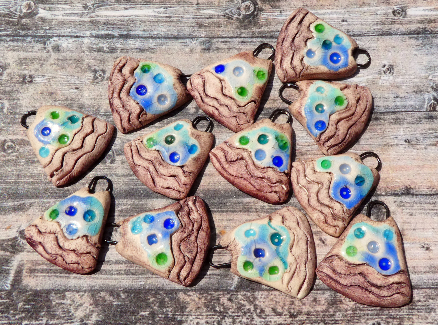 Ceramic Rustic Glassy Earring Charms