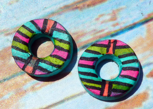 Ceramic Inky Little Disc Earring Charms #3