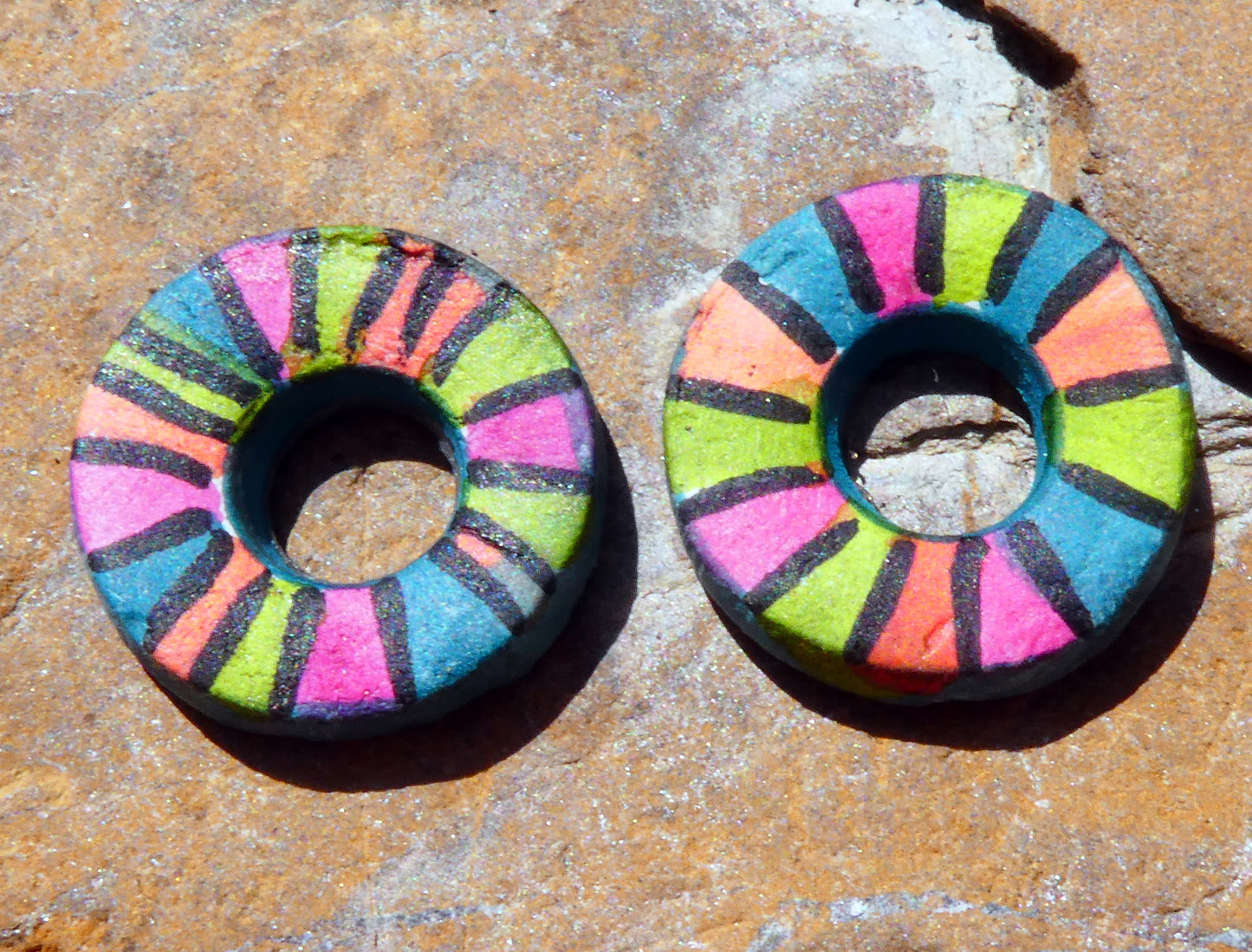 Ceramic Inky Little Disc Earring Charms #4