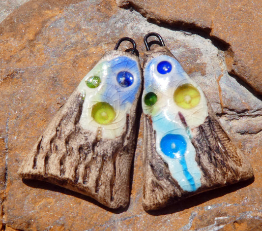 Ceramic Rustic Glassy Wedge Earring Charms