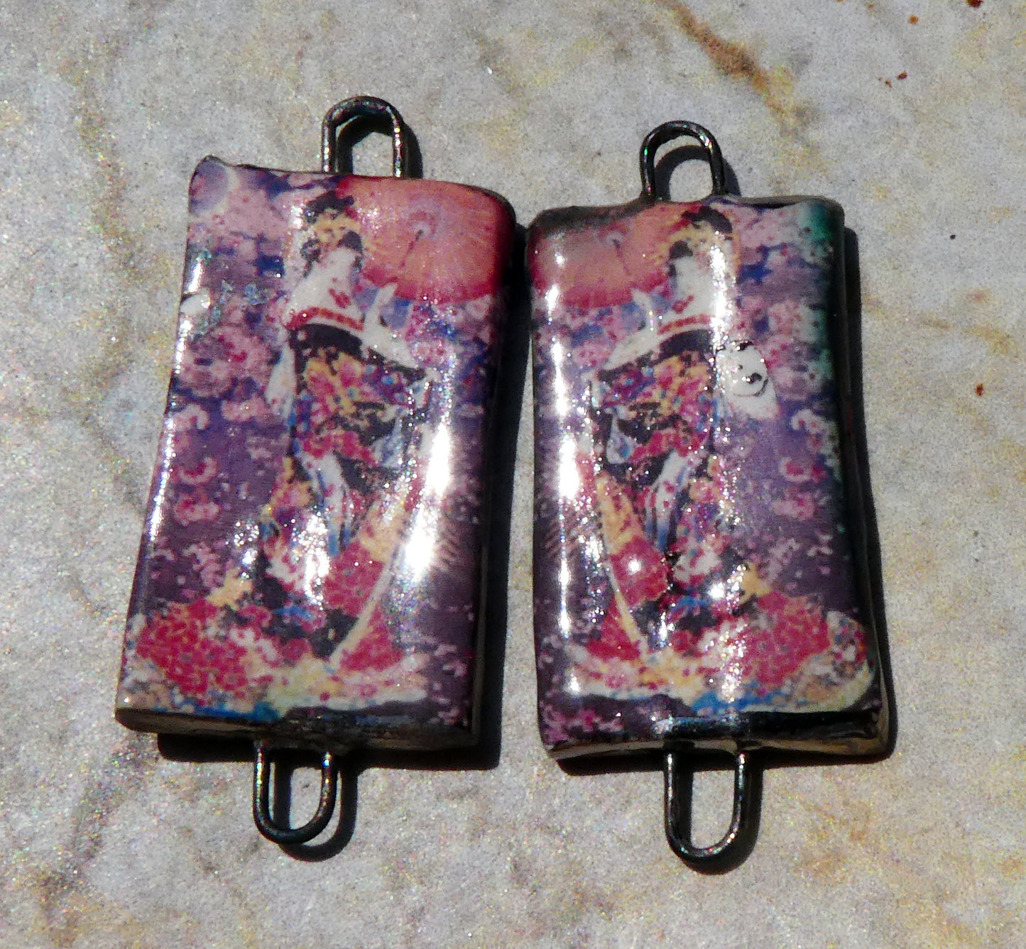 Ceramic Japanese Art Earring Connectors - #5