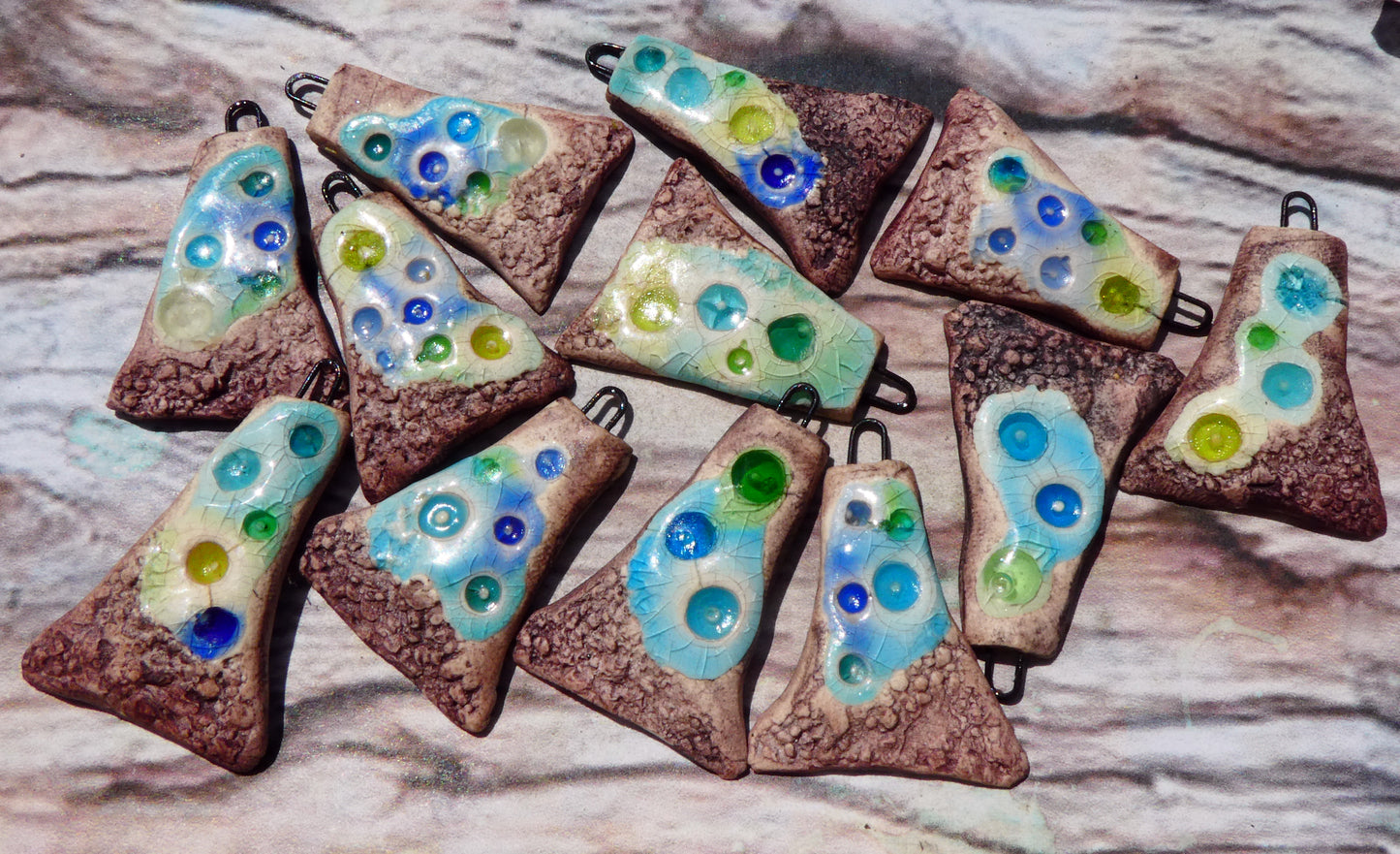 Ceramic Rustic Glassy Wedge Earring Charms (Copy)