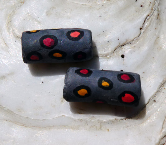 Ceramic Inky Tube Bead Earring Charms #1