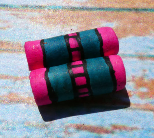 Ceramic Inky Tube Bead Earring Charms #3