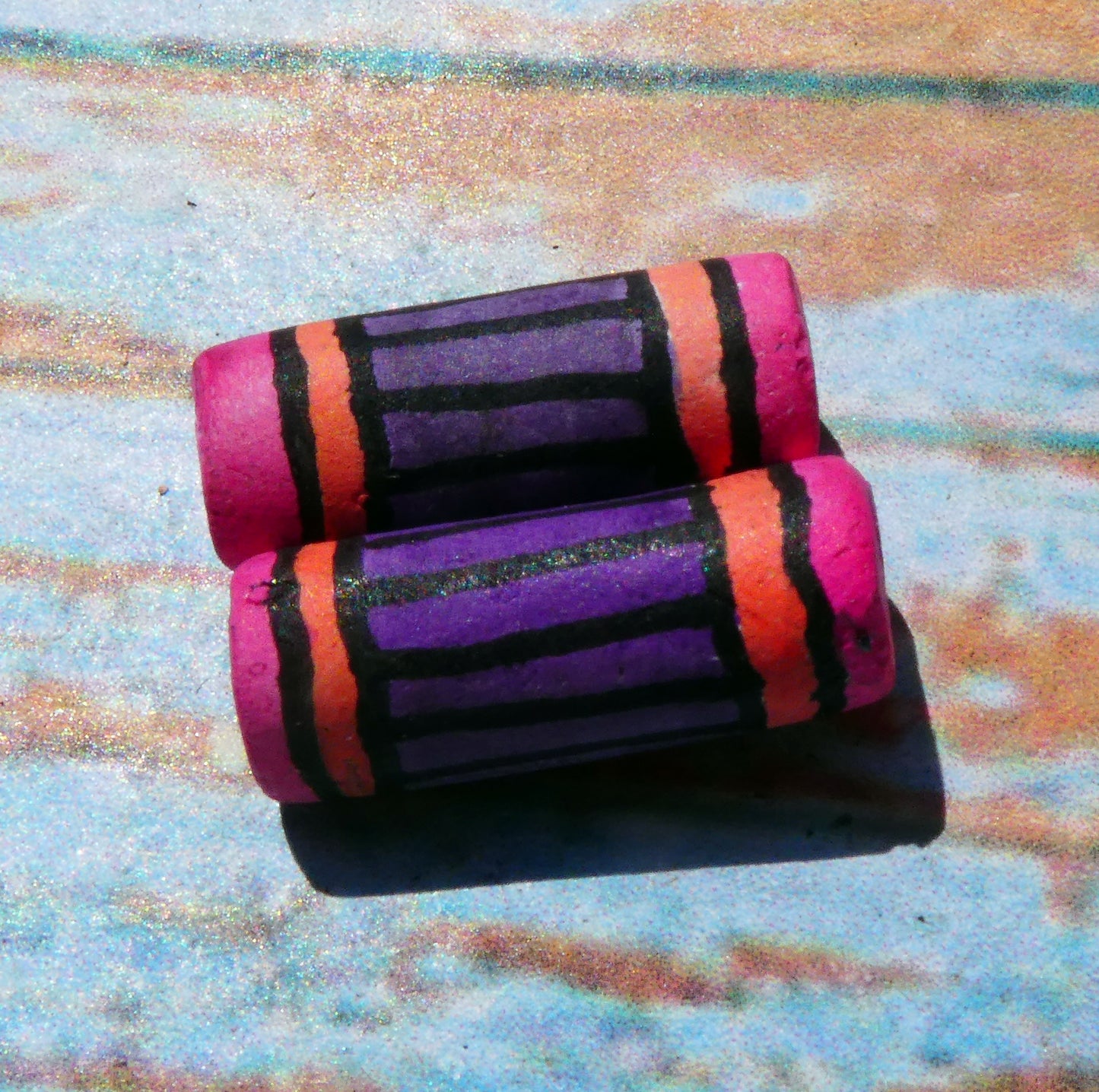 Ceramic Inky Tube Bead Earring Charms #5