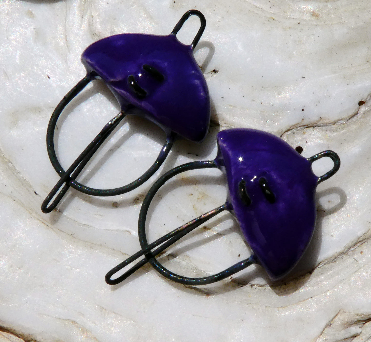 Ceramic Semi Circle Connectors -Dark Purple