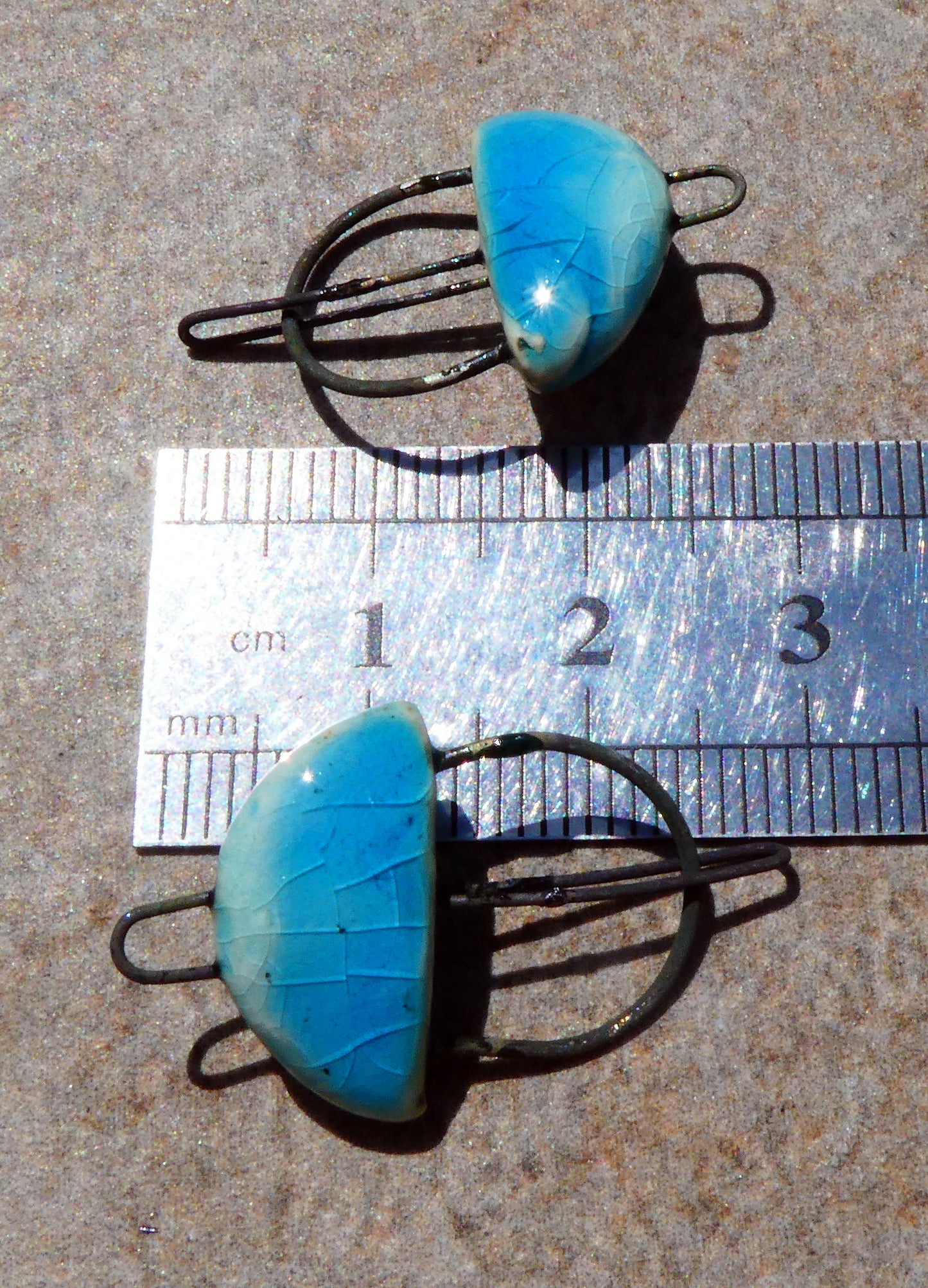 Ceramic Semi Circle Connectors -Taunton Turquoise