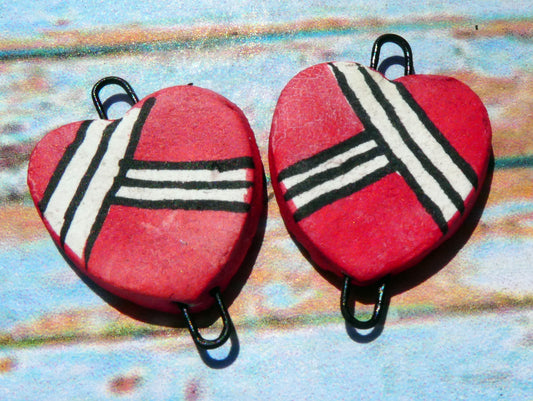 Ceramic Inky Heart Earring Connectors #6