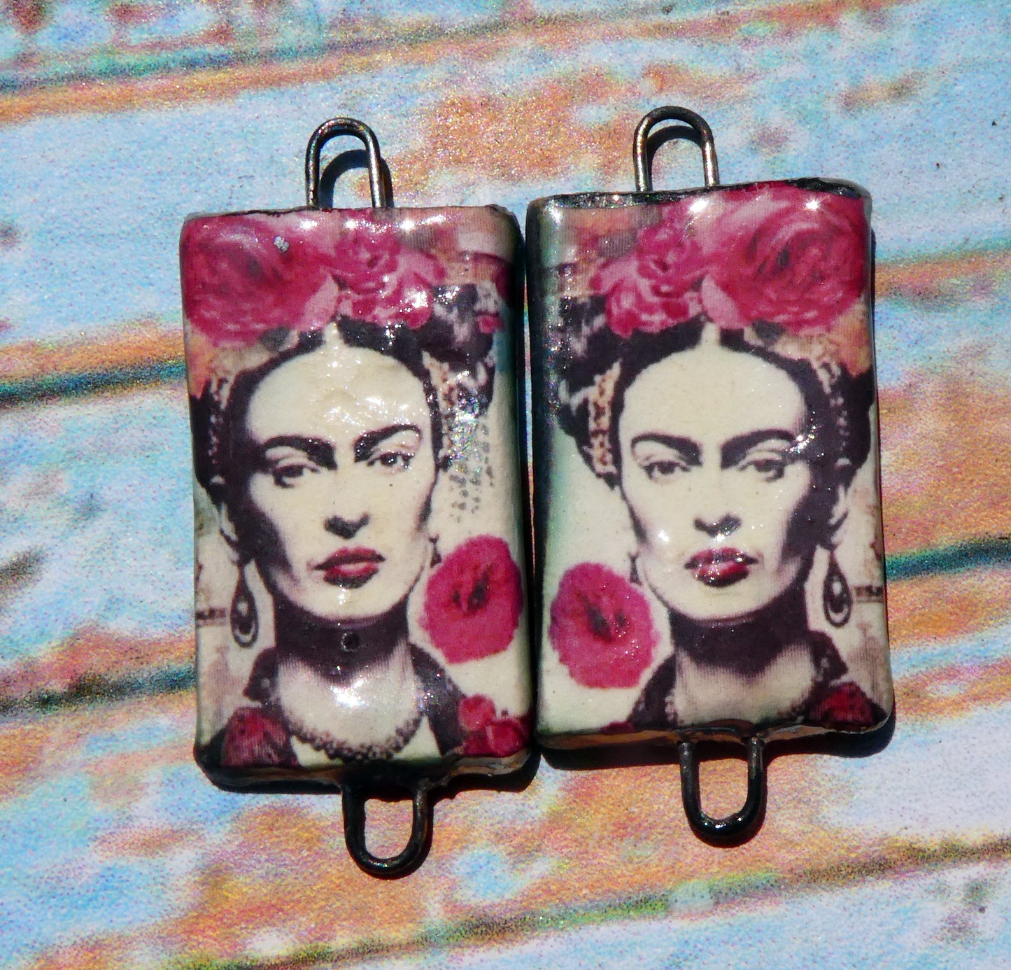 Ceramic Frida Inspired Earring Connectors - #1