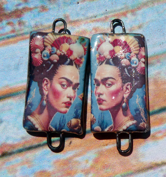 Ceramic Frida Inspired Earring Connectors - #4