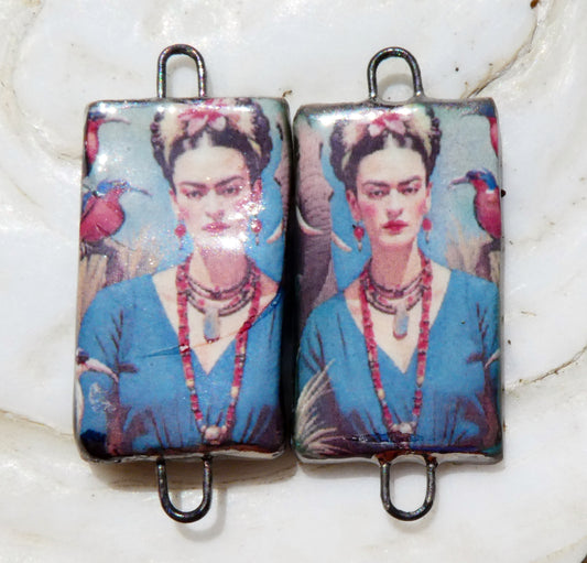 Ceramic Frida Inspired Earring Connectors - #6