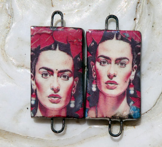 Ceramic Frida Inspired Earring Connectors - #10