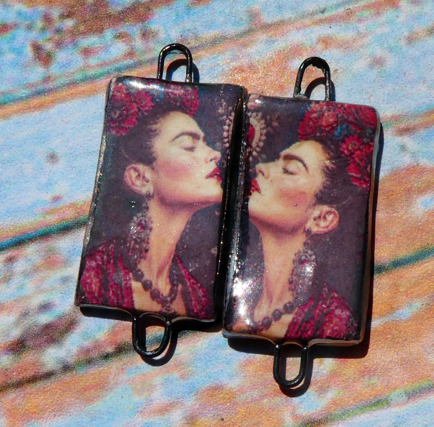 Ceramic Frida Inspired Earring Connectors - #11