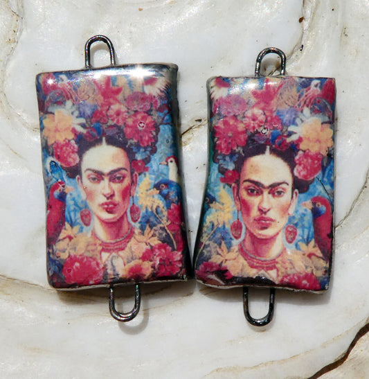 Ceramic Frida Inspired Earring Connectors - #14