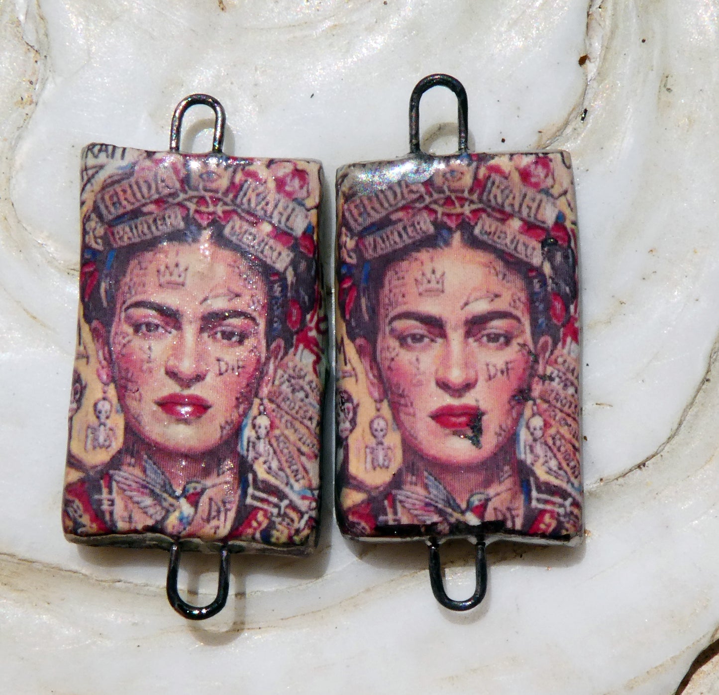 Ceramic Frida Inspired Earring Connectors - #18