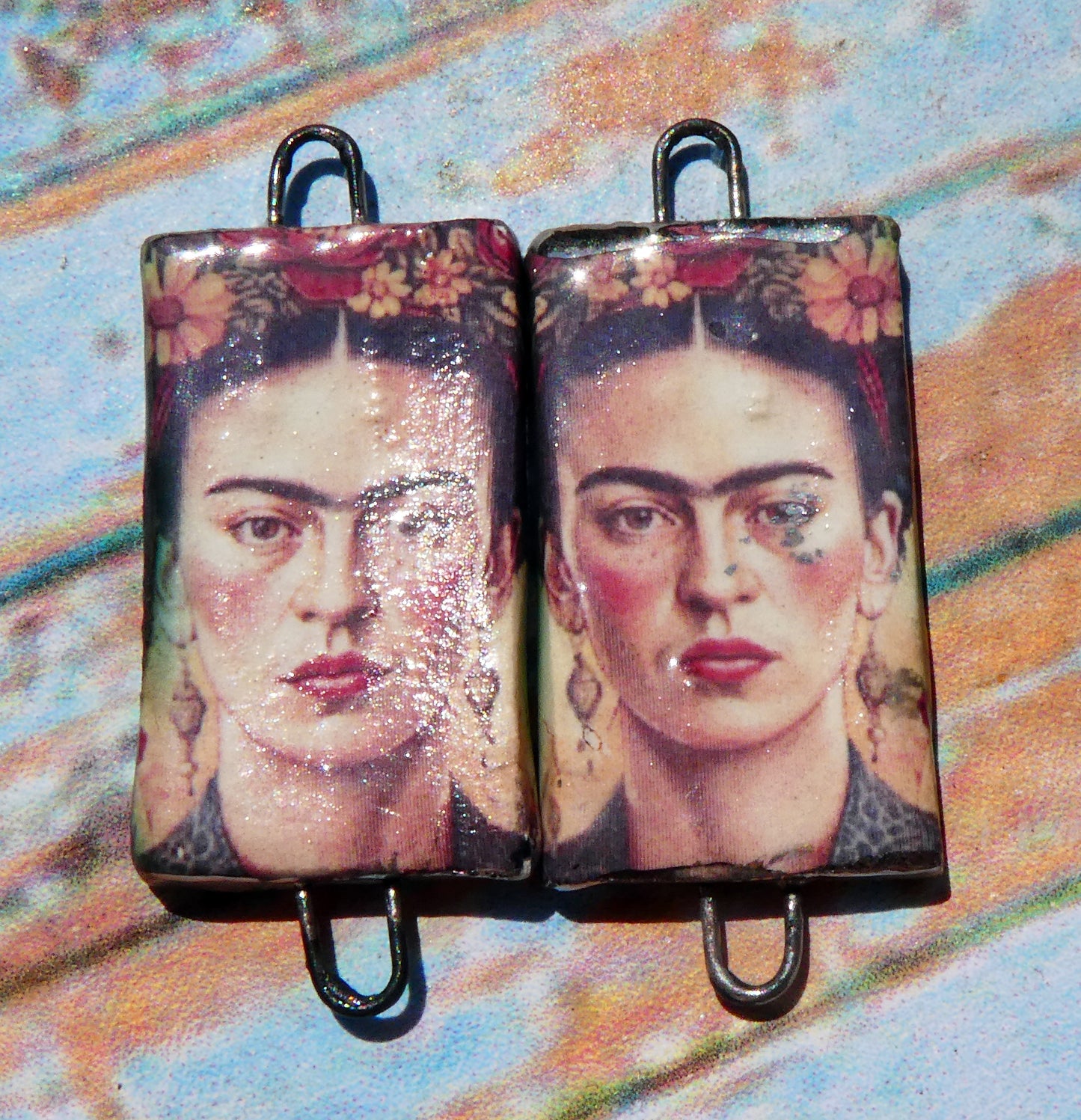 Ceramic Frida Inspired Earring Connectors - #21