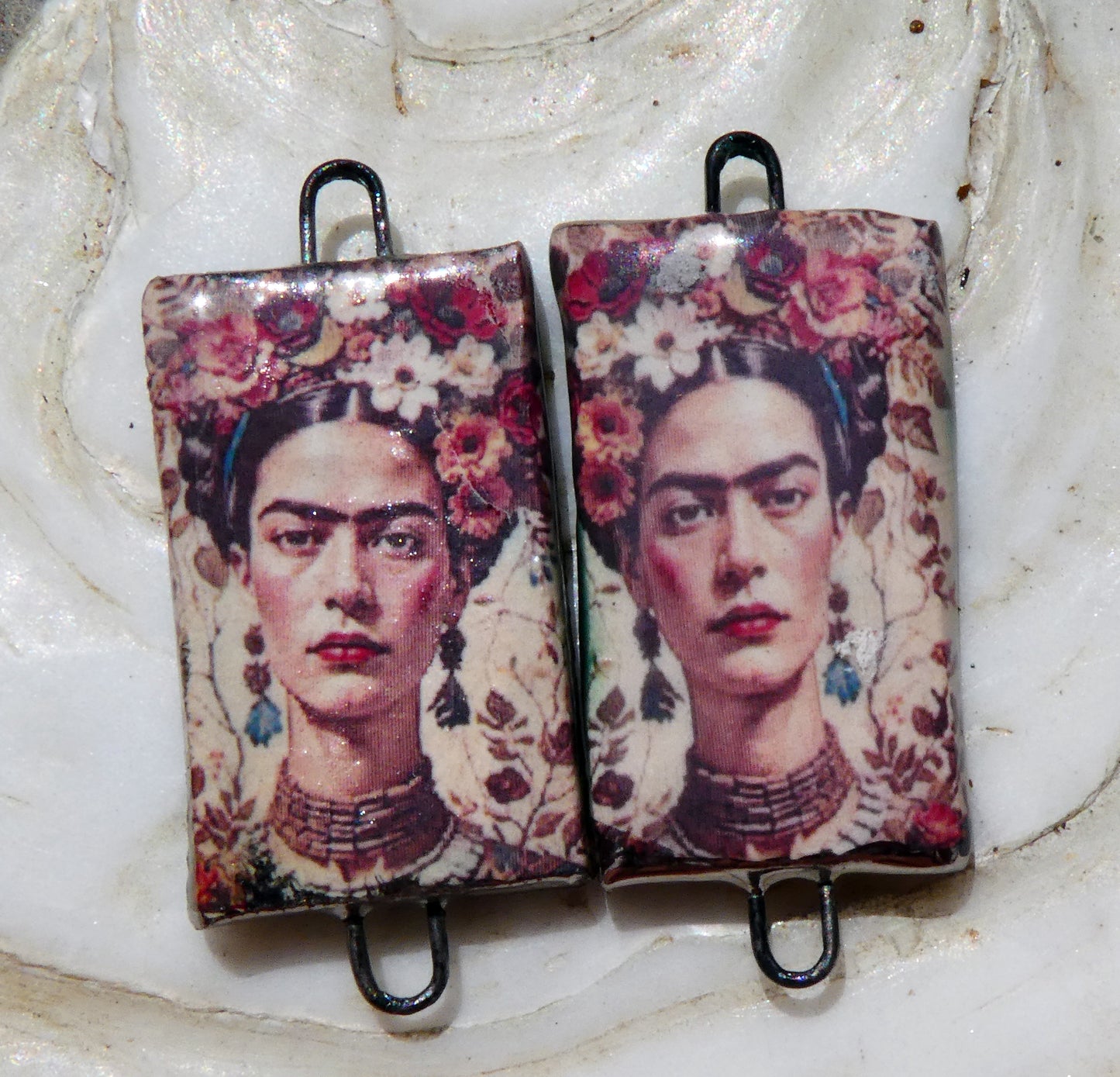 Ceramic Frida Inspired Earring Connectors - #24