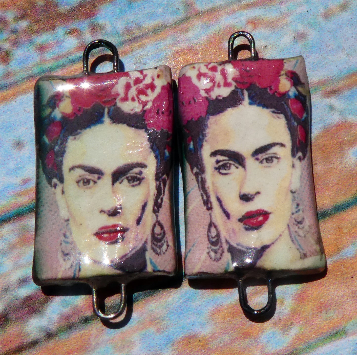 Ceramic Frida Inspired Earring Connectors - #26