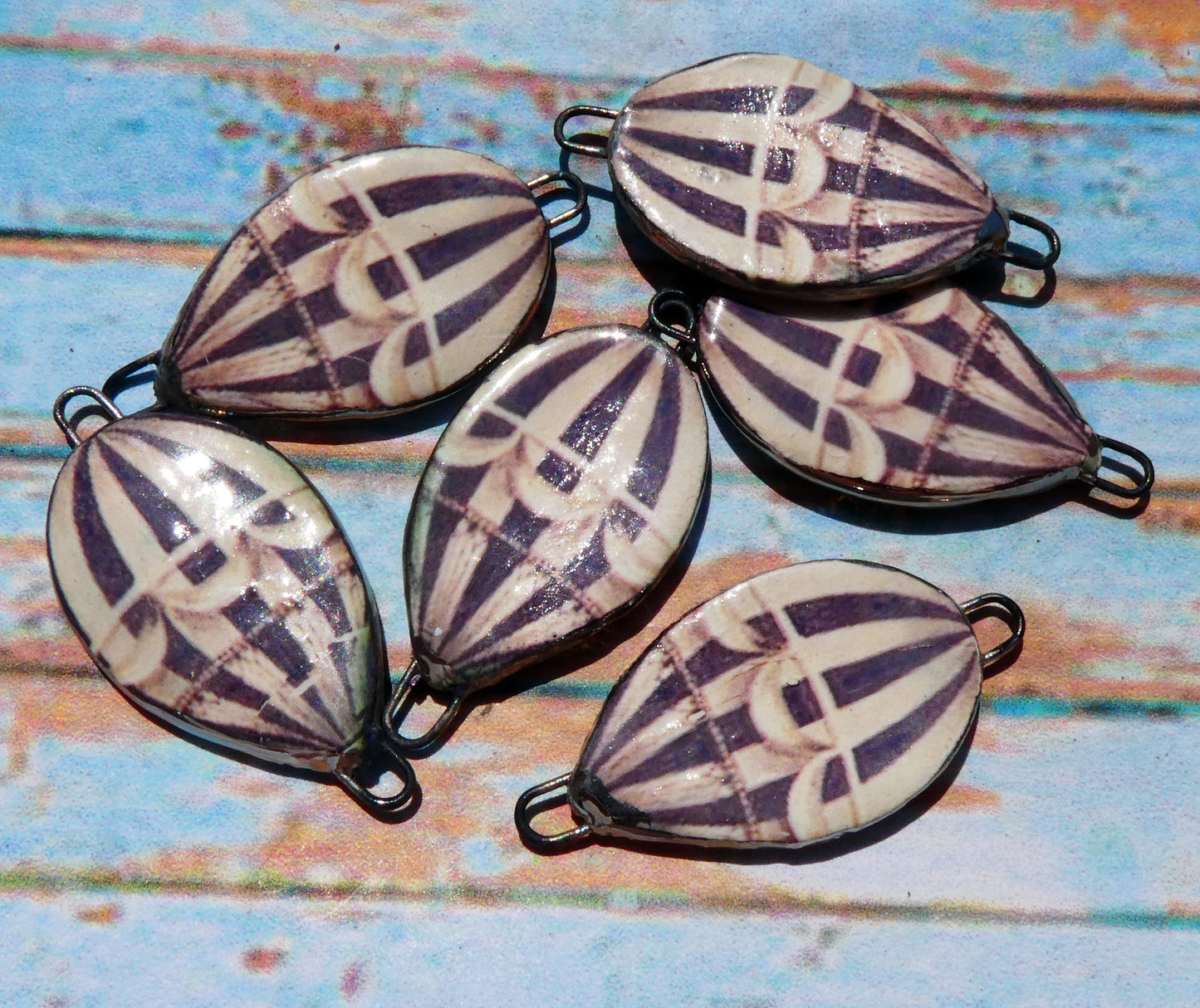 Ceramic Vintage Hot Air Balloon Decal Connectors #4