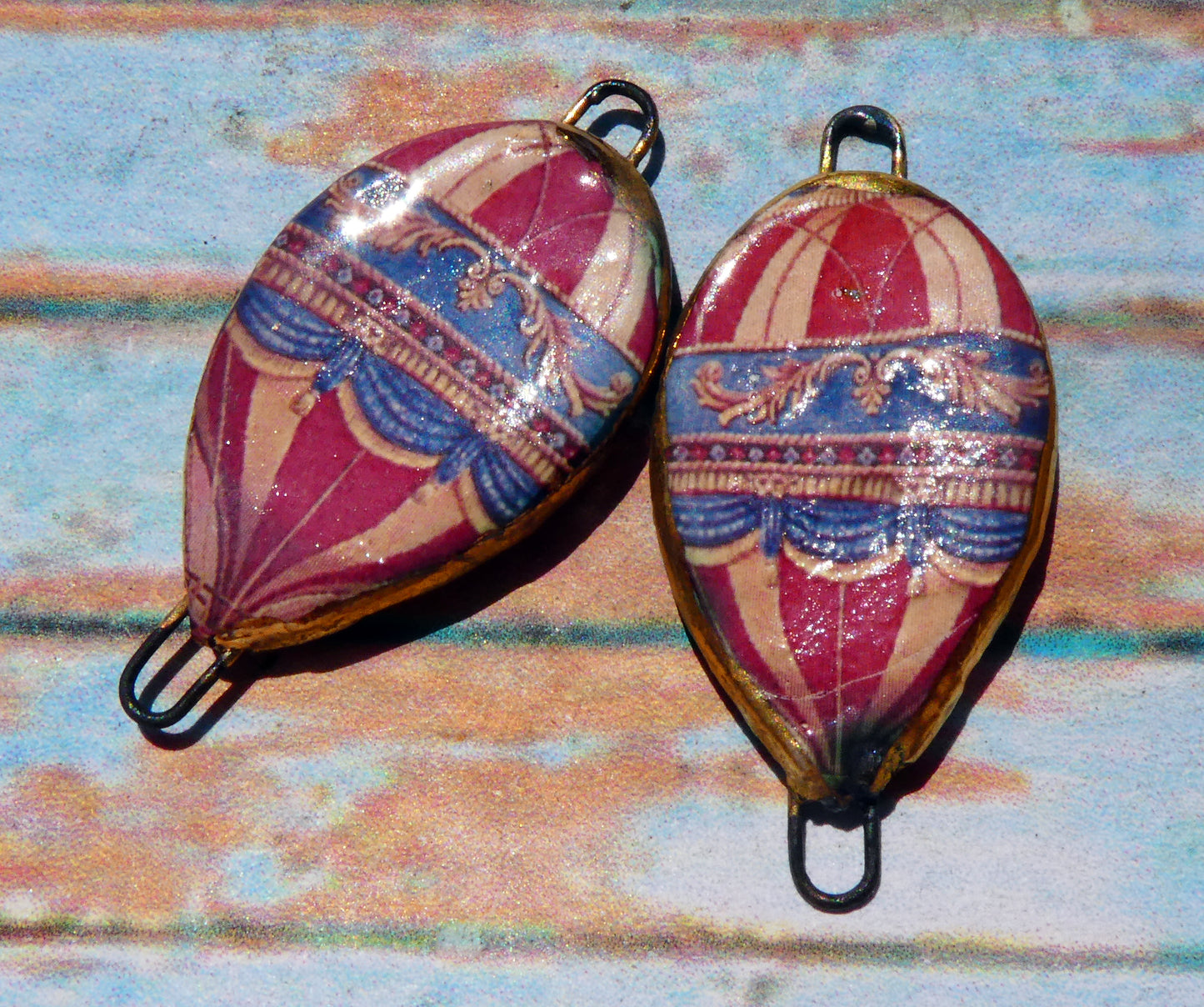 Ceramic Vintage Hot Air Balloon Decal Connectors #8