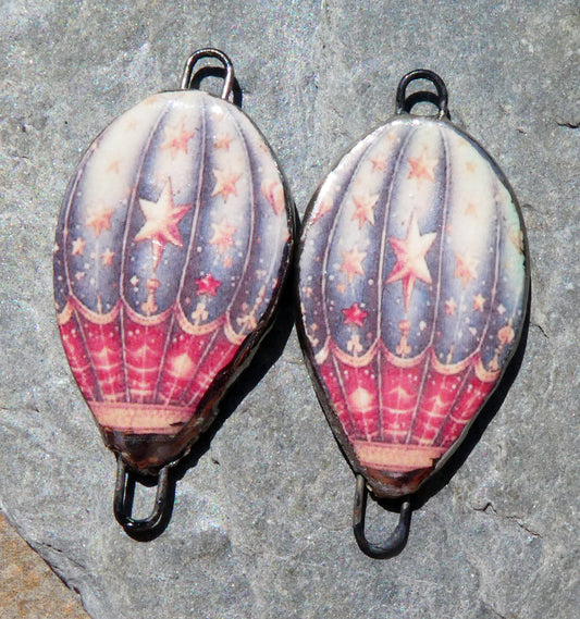Ceramic Vintage Hot Air Balloon Decal Connectors #16