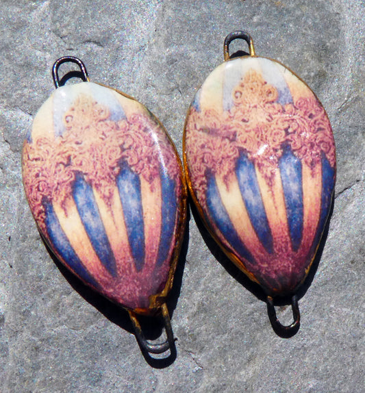 Ceramic Vintage Hot Air Balloon Decal Connectors #17