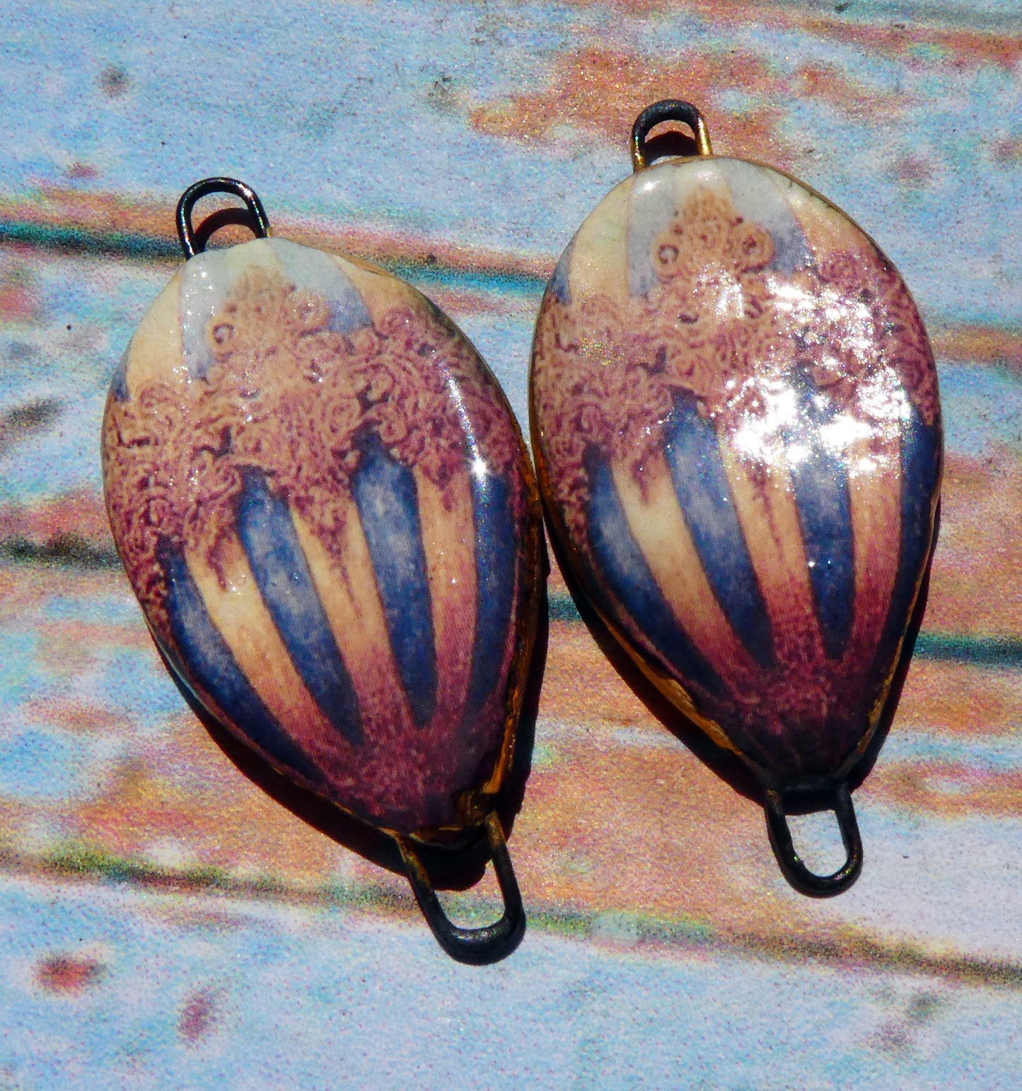 Ceramic Vintage Hot Air Balloon Decal Connectors #17