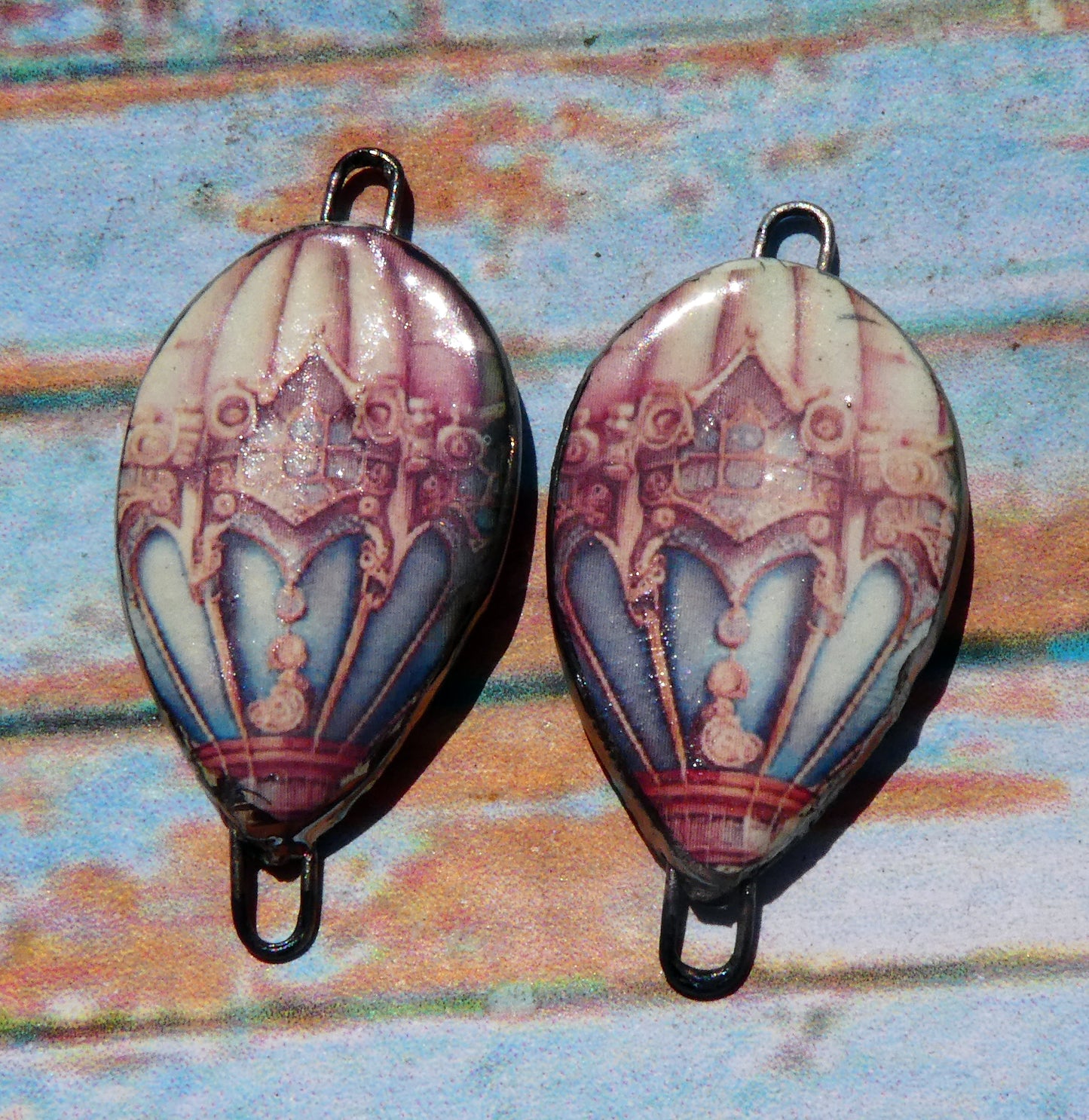 Ceramic Vintage Hot Air Balloon Decal Connectors #18