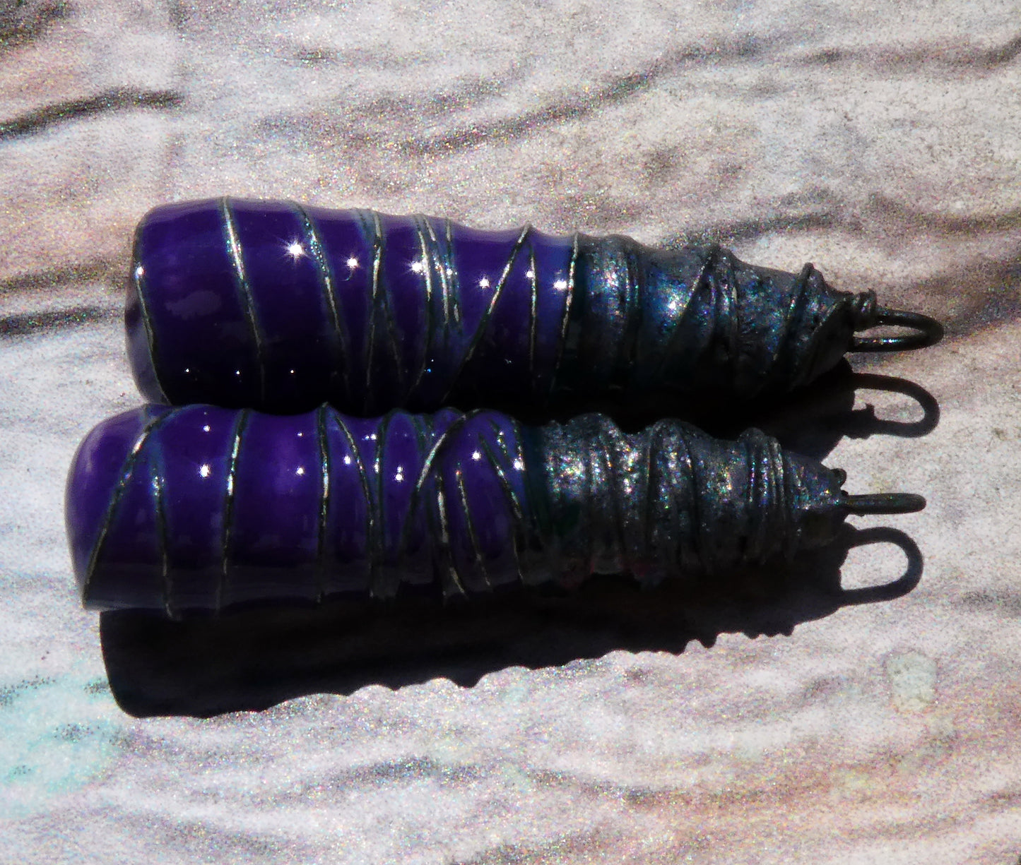 Ceramic Wire Wrapped Baton Charms - Dark Purple