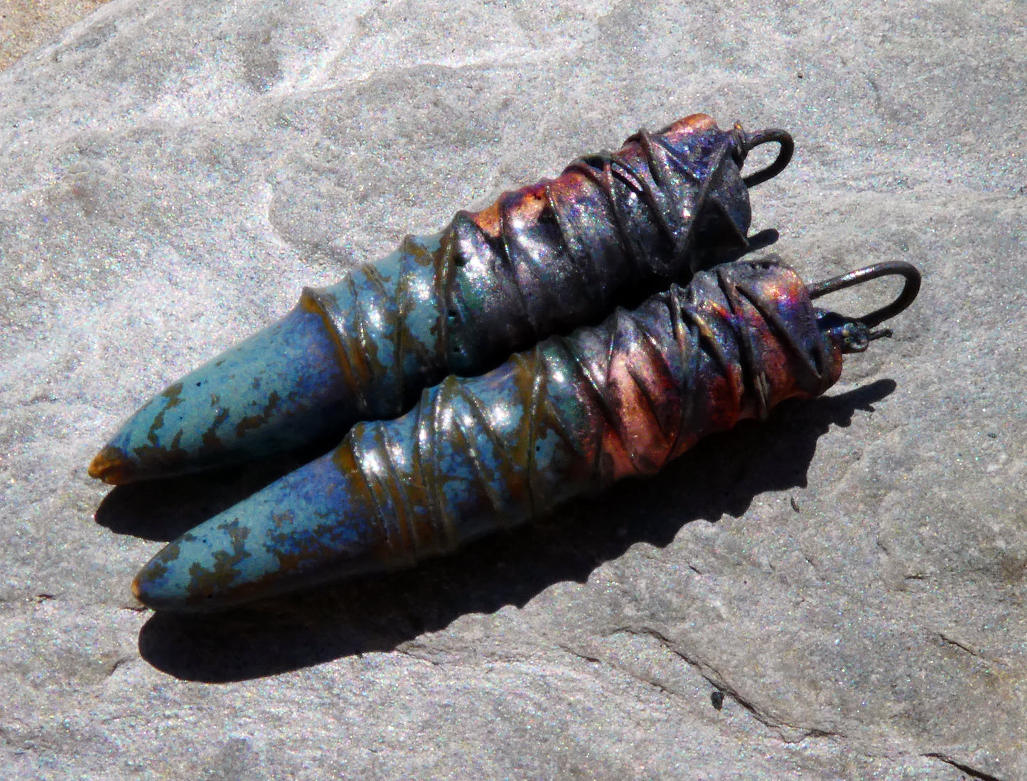 Ceramic Wire Wrapped Spike Charms - California