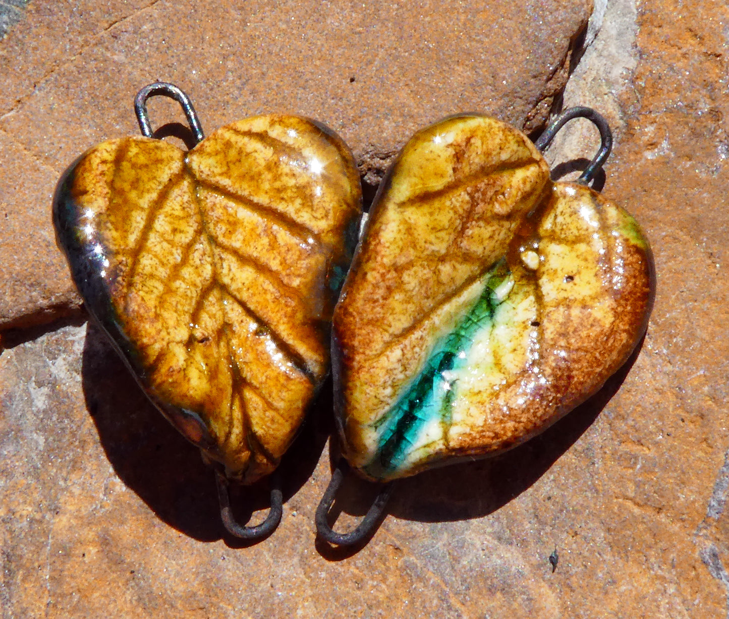 Ceramic Leaf Connectors - Amber