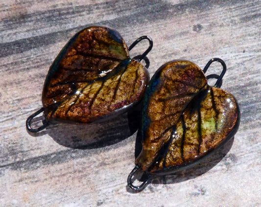 Ceramic Leaf Connectors - Cognac
