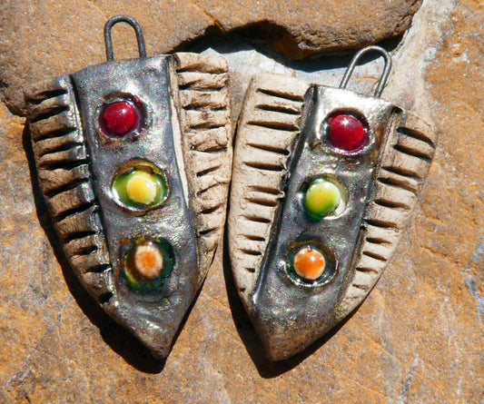 Ceramic Rustic Shield Charms #1