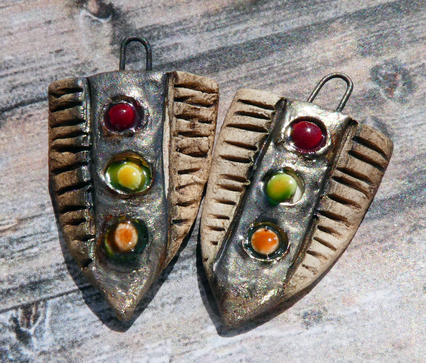 Ceramic Rustic Shield Charms #1