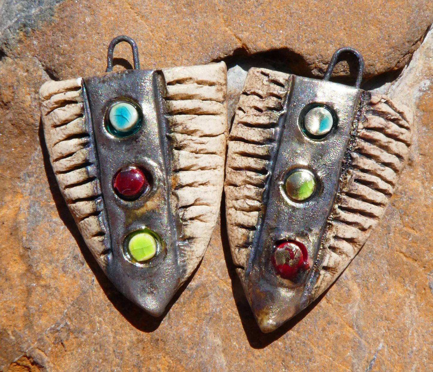 Ceramic Rustic Shield Charms #3