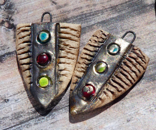 Ceramic Rustic Shield Charms #3