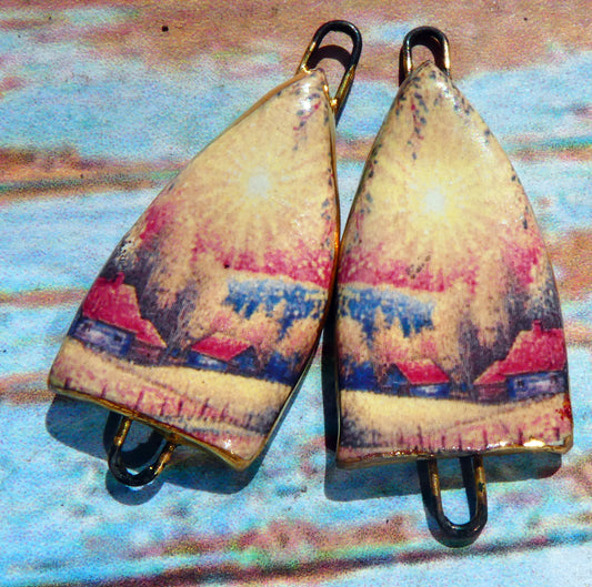 Ceramic Summer Scene Decal Arch Connectors - #5