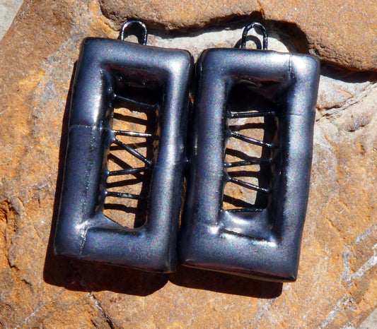 Ceramic Rectangle Wired Connectors - Pewter