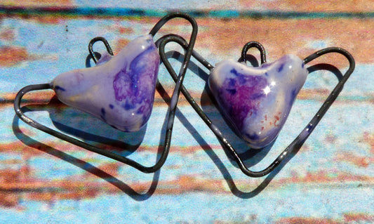Ceramic Wiry Heart Connectors - Purple Reign