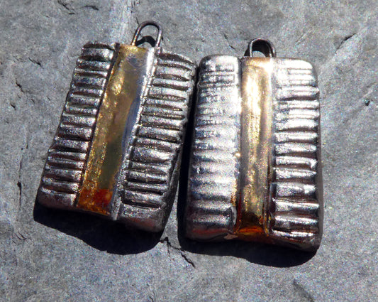 Ceramic Tablet Charms - Matte Platinum and Gold