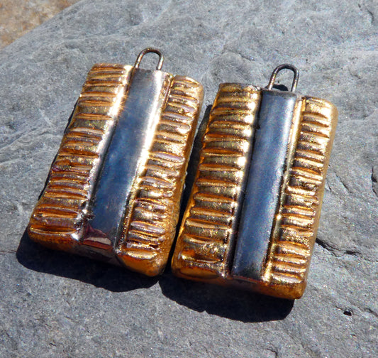 Ceramic Tablet Charms - Matte Gold and Platinum