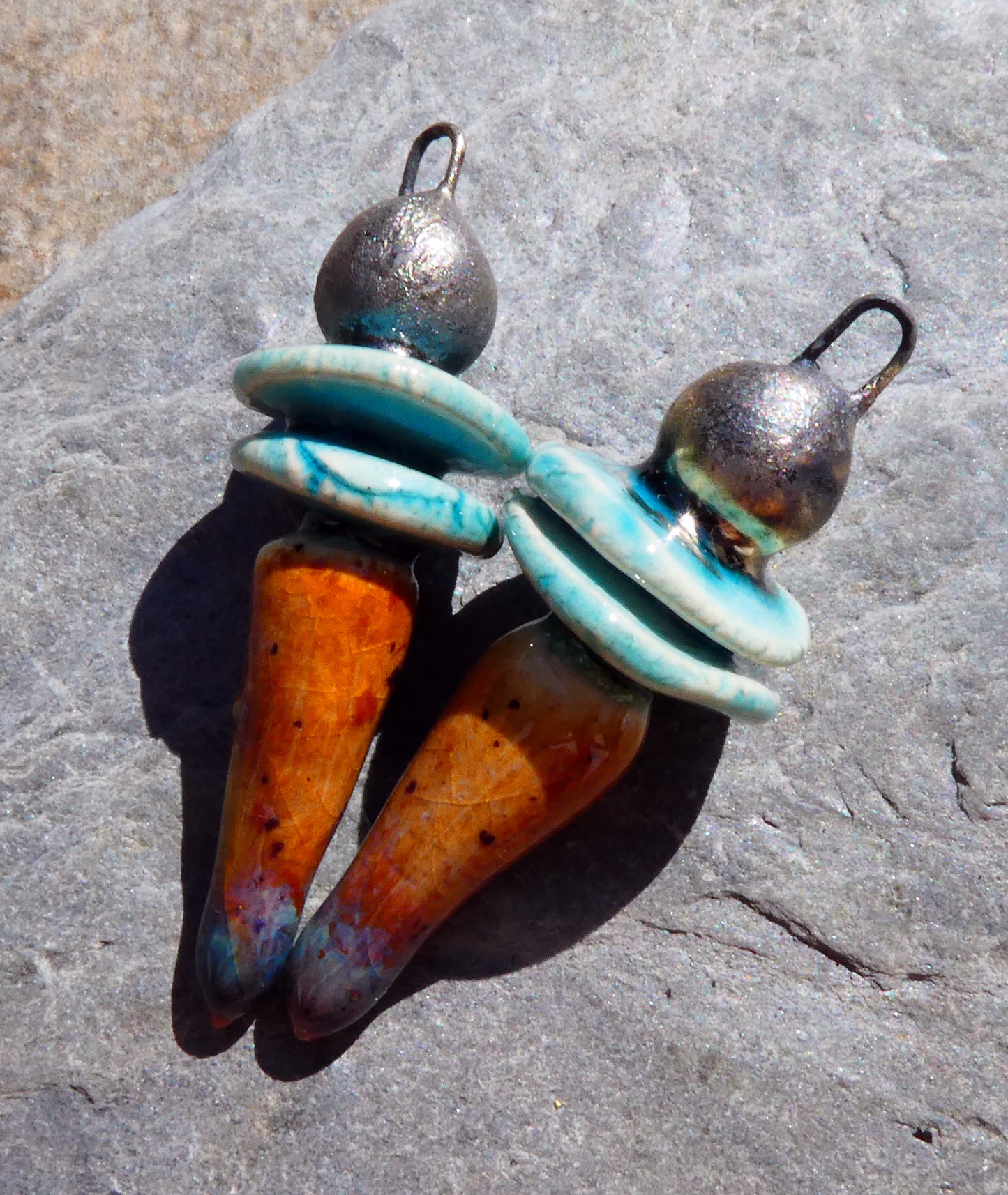 Ceramic Bobble Disc and Spike Stack Charms #1
