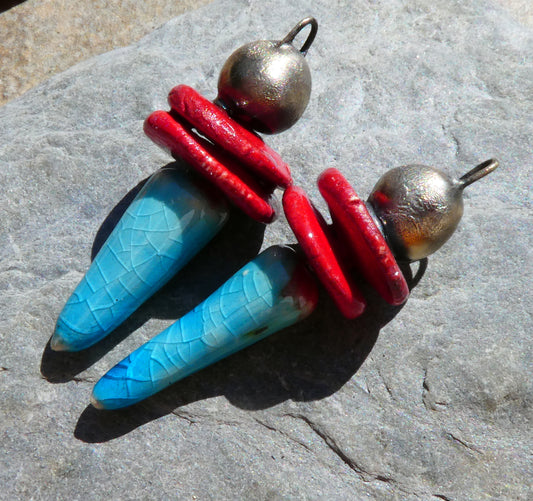 Ceramic Bobble Disc and Spike Stack Charms #5
