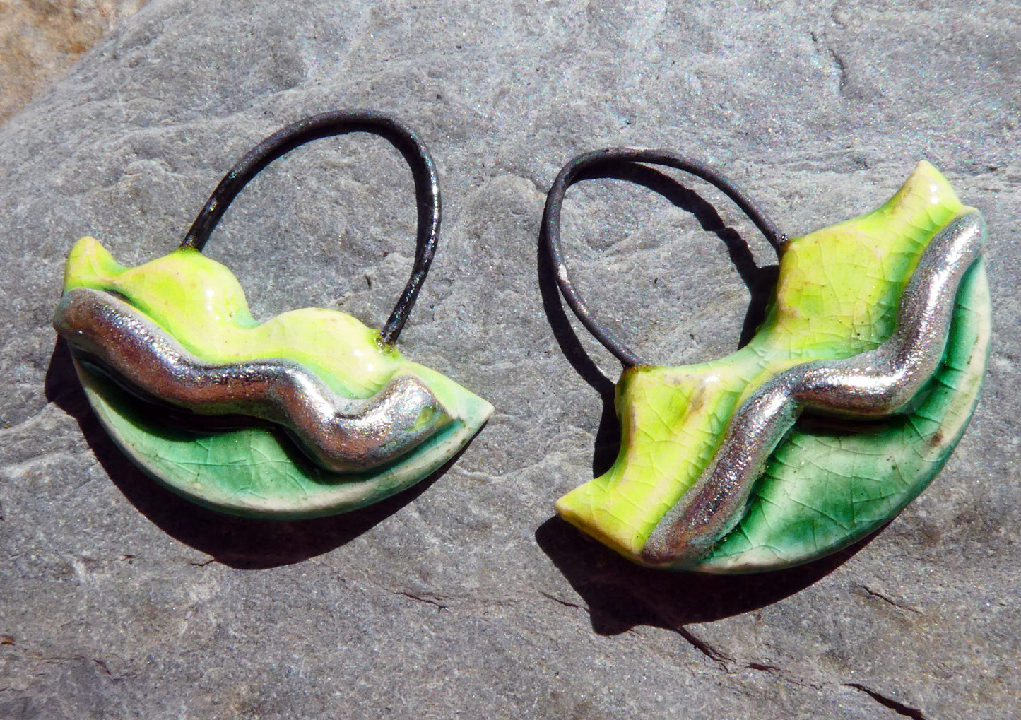 Ceramic Silver Wave Charms - #2