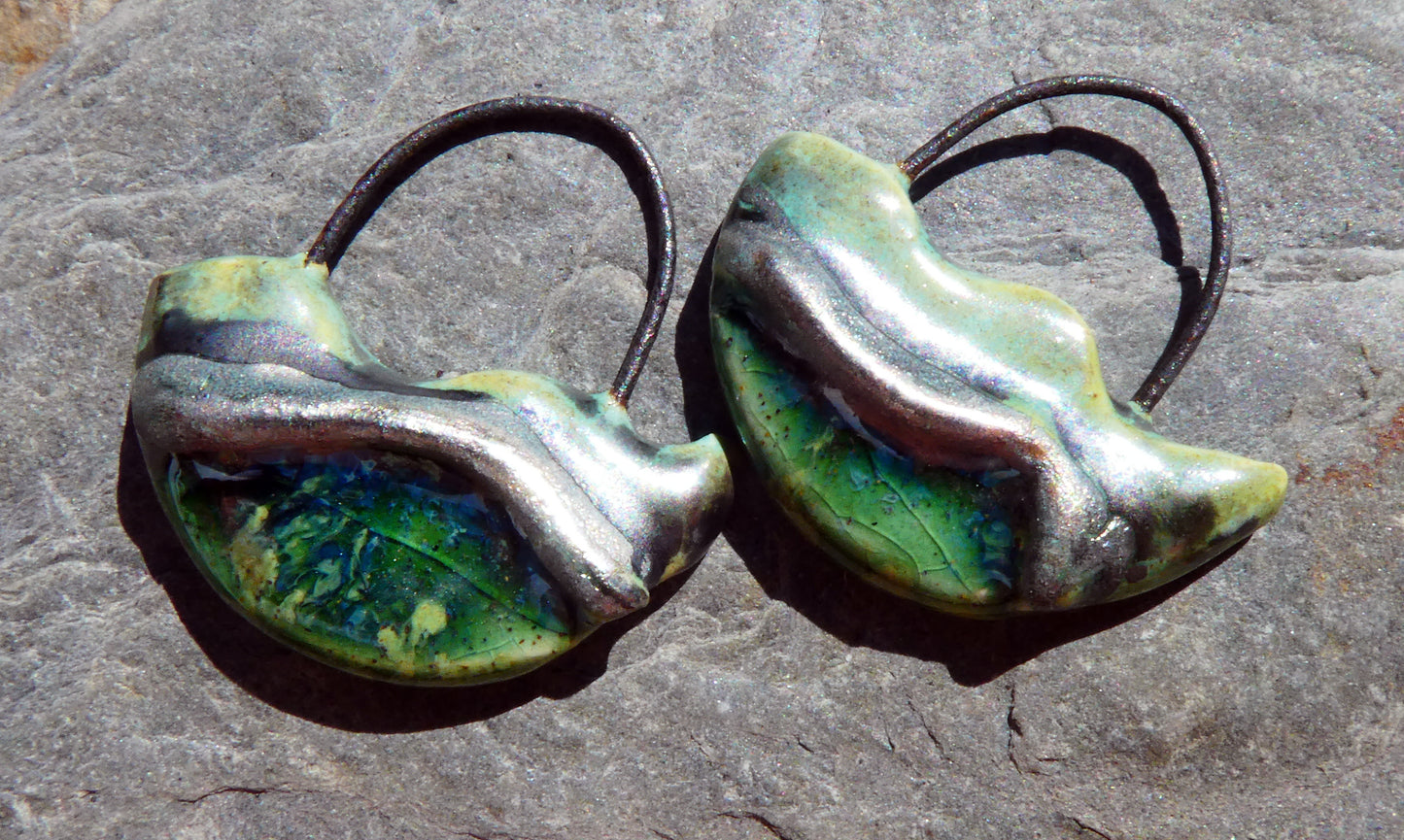 Ceramic Silver Wave Charms - #3