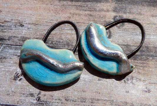 Ceramic Silver Wave Charms - #6